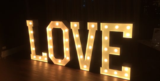 Illuminated LOVE letters