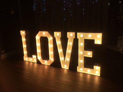 Illuminated LOVE letters